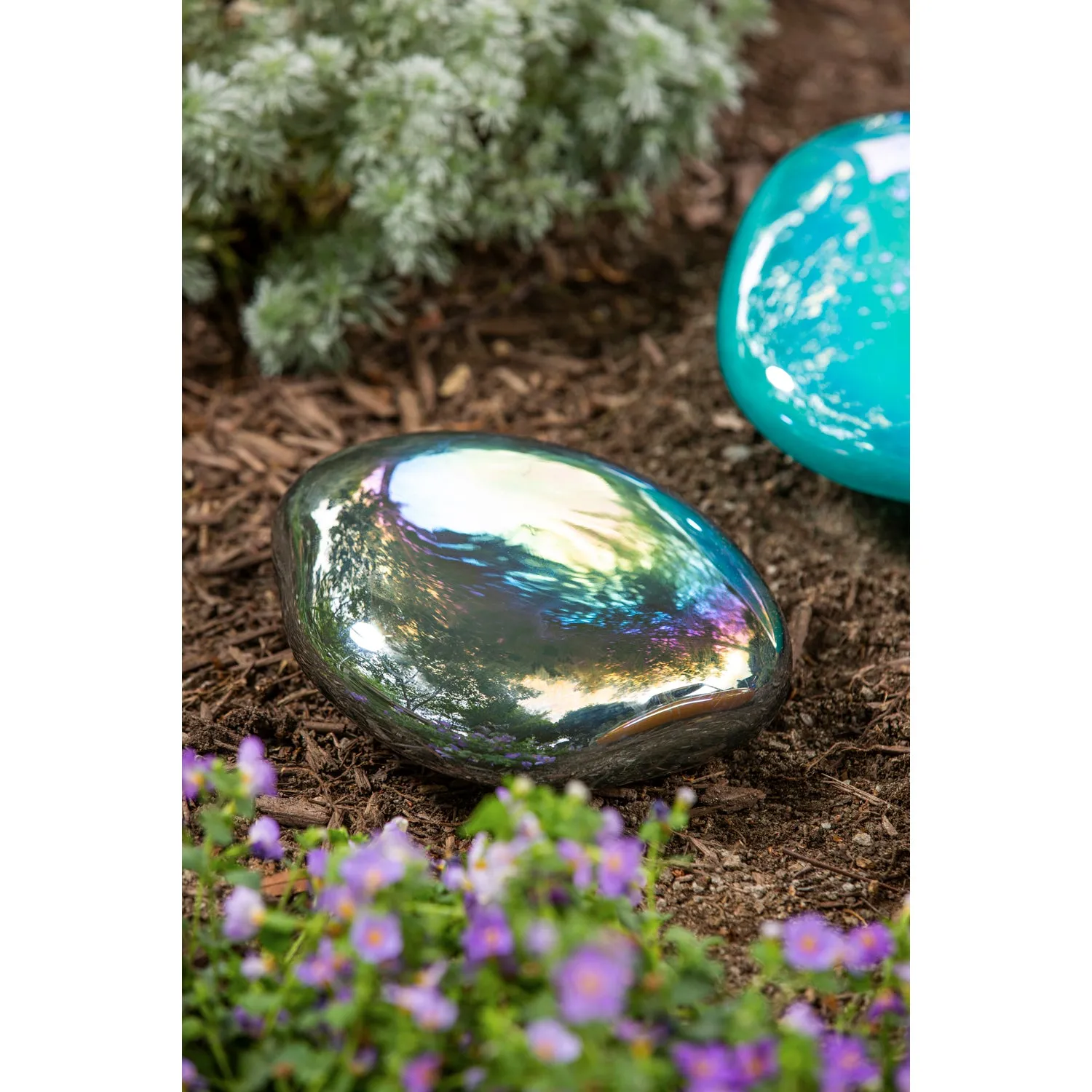 Rainbow Hematite Art Glass Garden Stone,84g2808