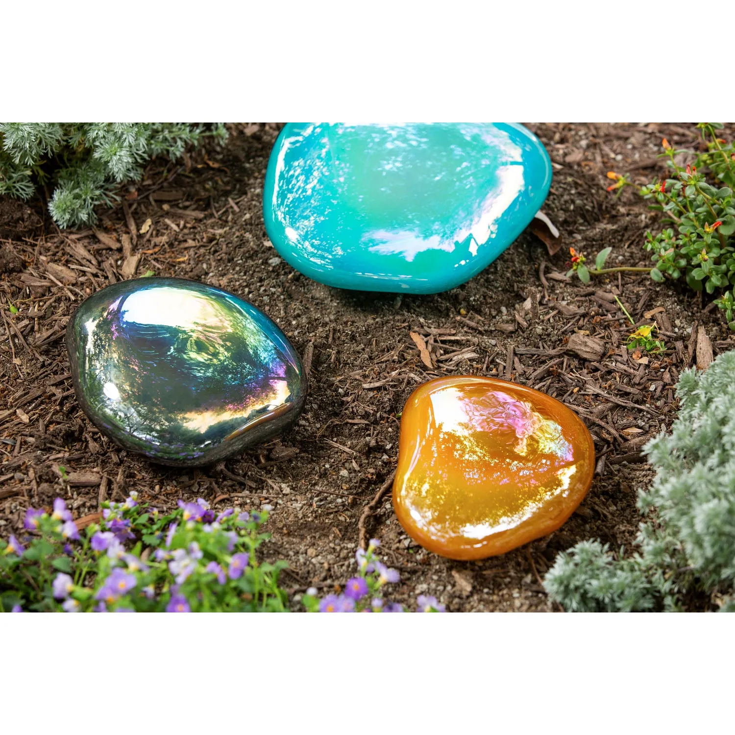 Rainbow Hematite Art Glass Garden Stone,84g2808