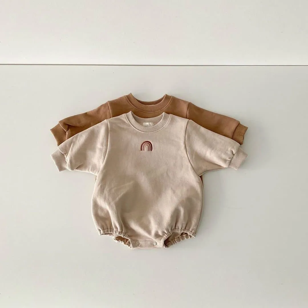 Rainbow winter romper | chocolate