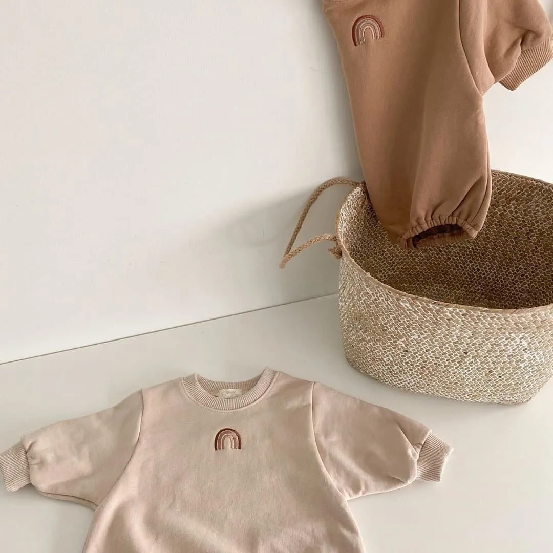 Rainbow winter romper | chocolate