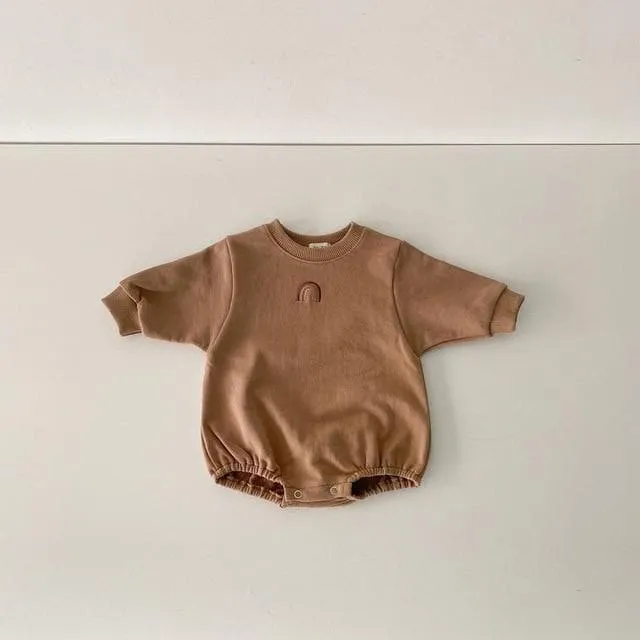 Rainbow winter romper | chocolate