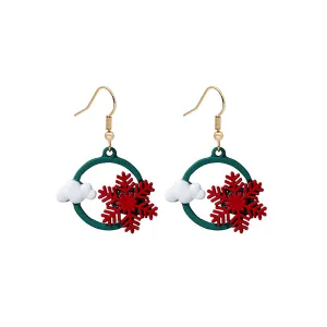 Red & Green Snowflake Drop Earrings