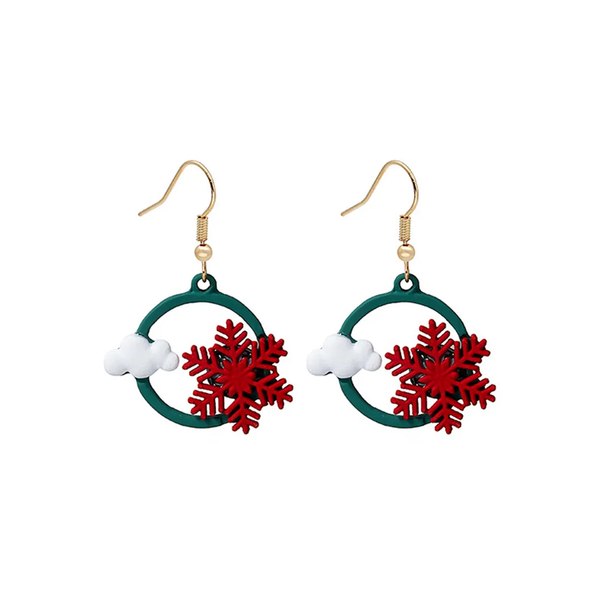 Red & Green Snowflake Drop Earrings