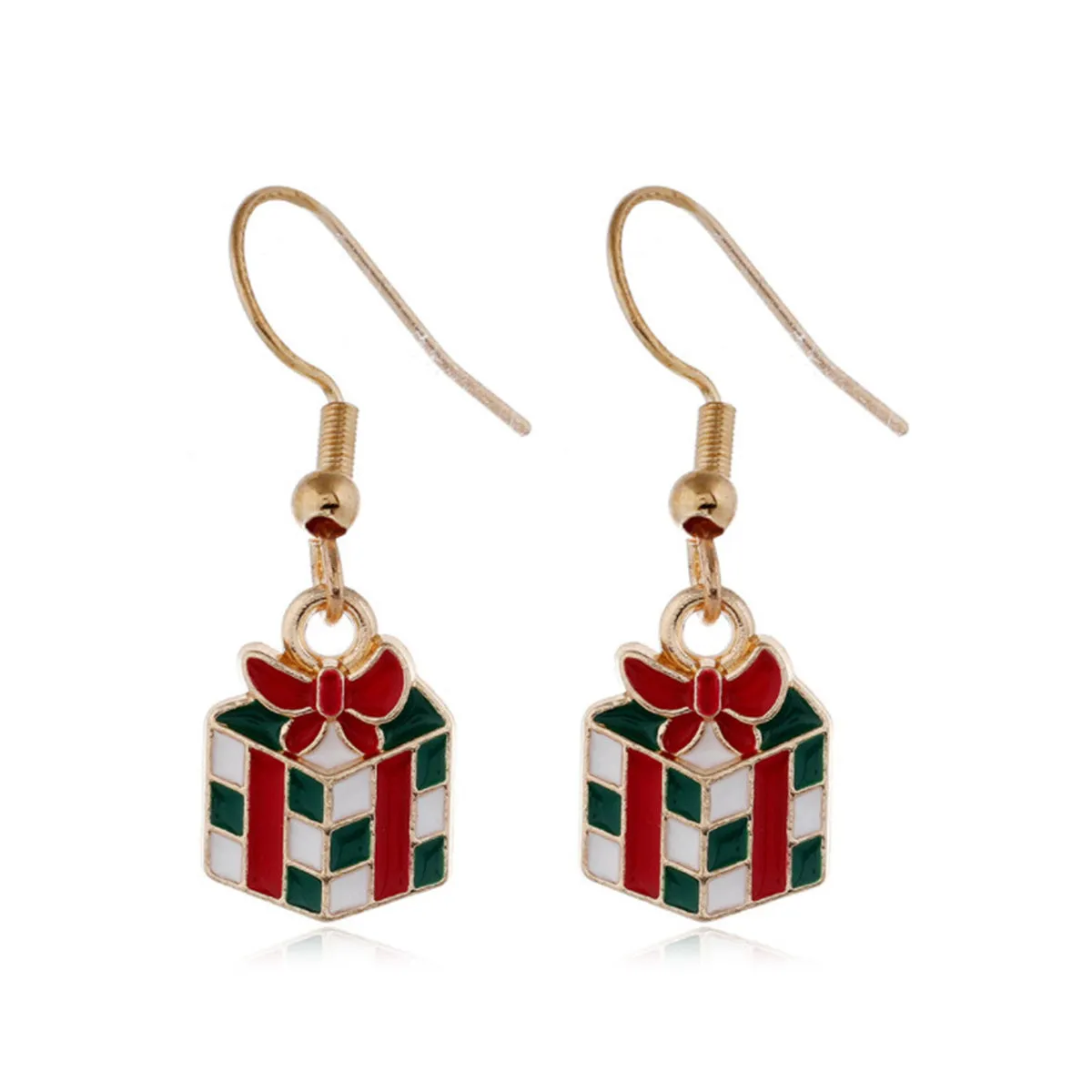 Red & White Gift Box Drop Earrings