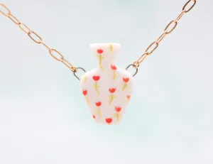 Red Tulip Vase Necklace