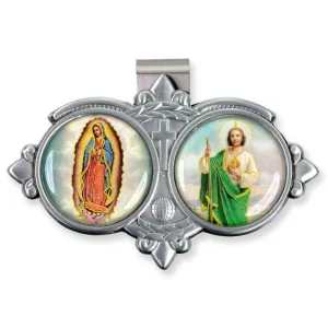 Saint Jude and Our Lady of Guadalupe Enamel Auto Visor Clip