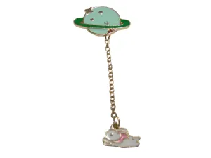 Saturn Planet with Chained Happy Rabbit Magnet