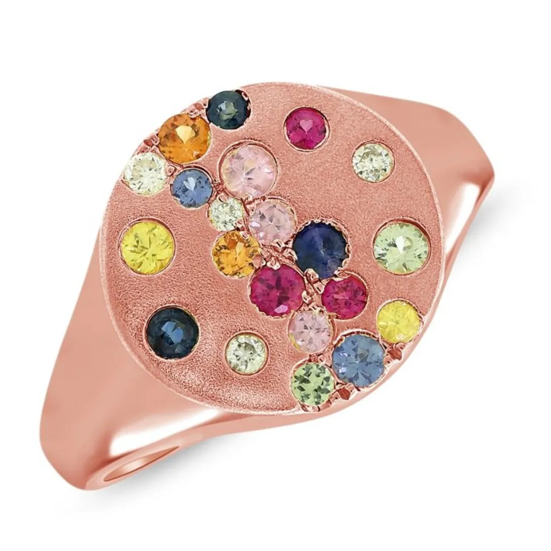 Scattered Round Gemstones Confetti Signet Ring