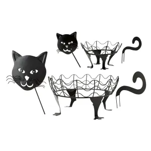 Set Of 2 Cat Pumpkin Holders With LED Eyes - Cat,87678