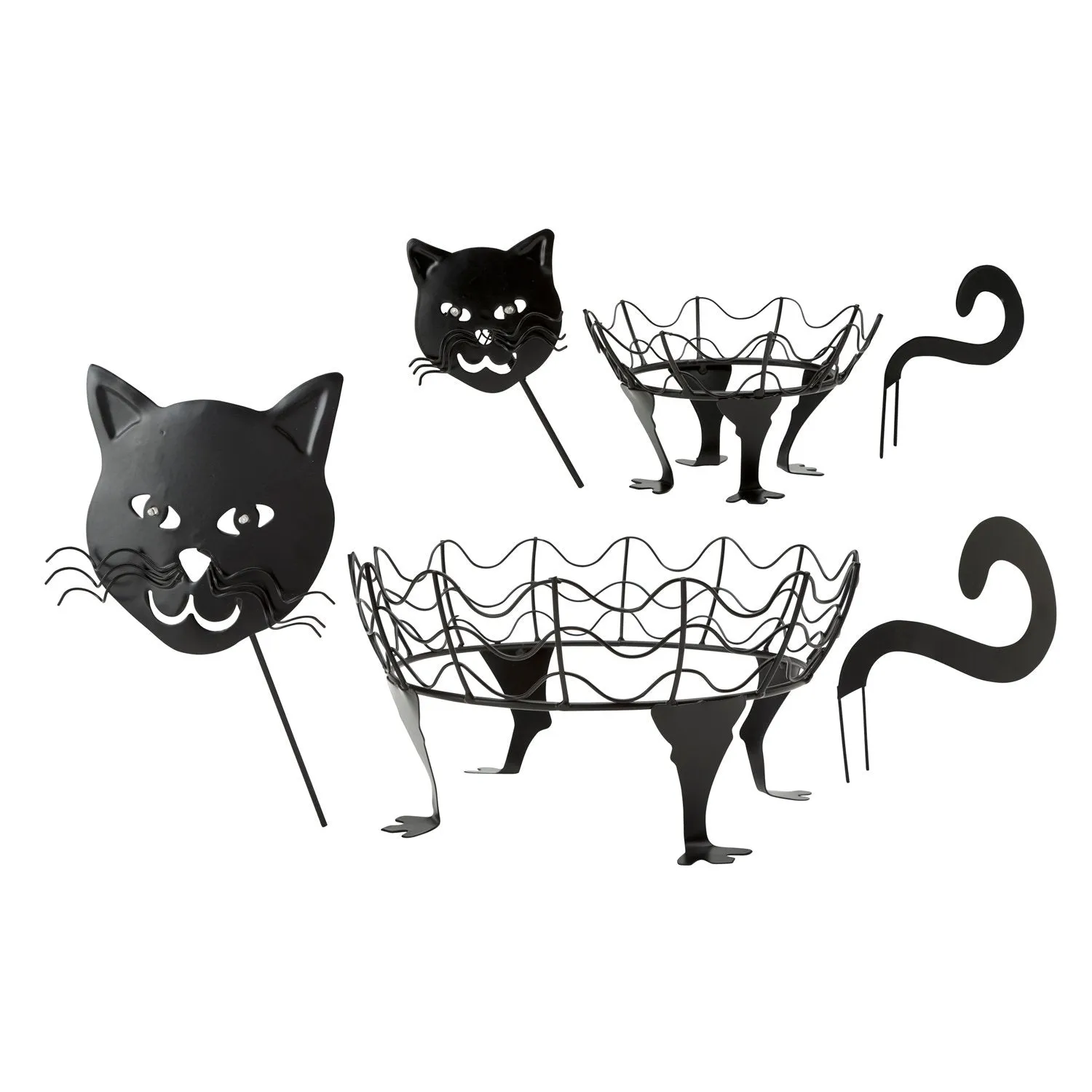 Set Of 2 Cat Pumpkin Holders With LED Eyes - Cat,87678