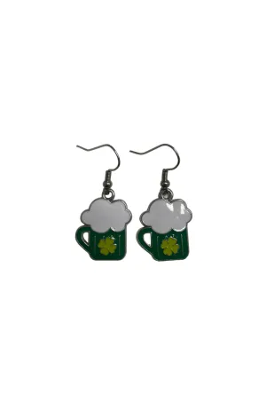 Shamrock Beer Mug Earrings