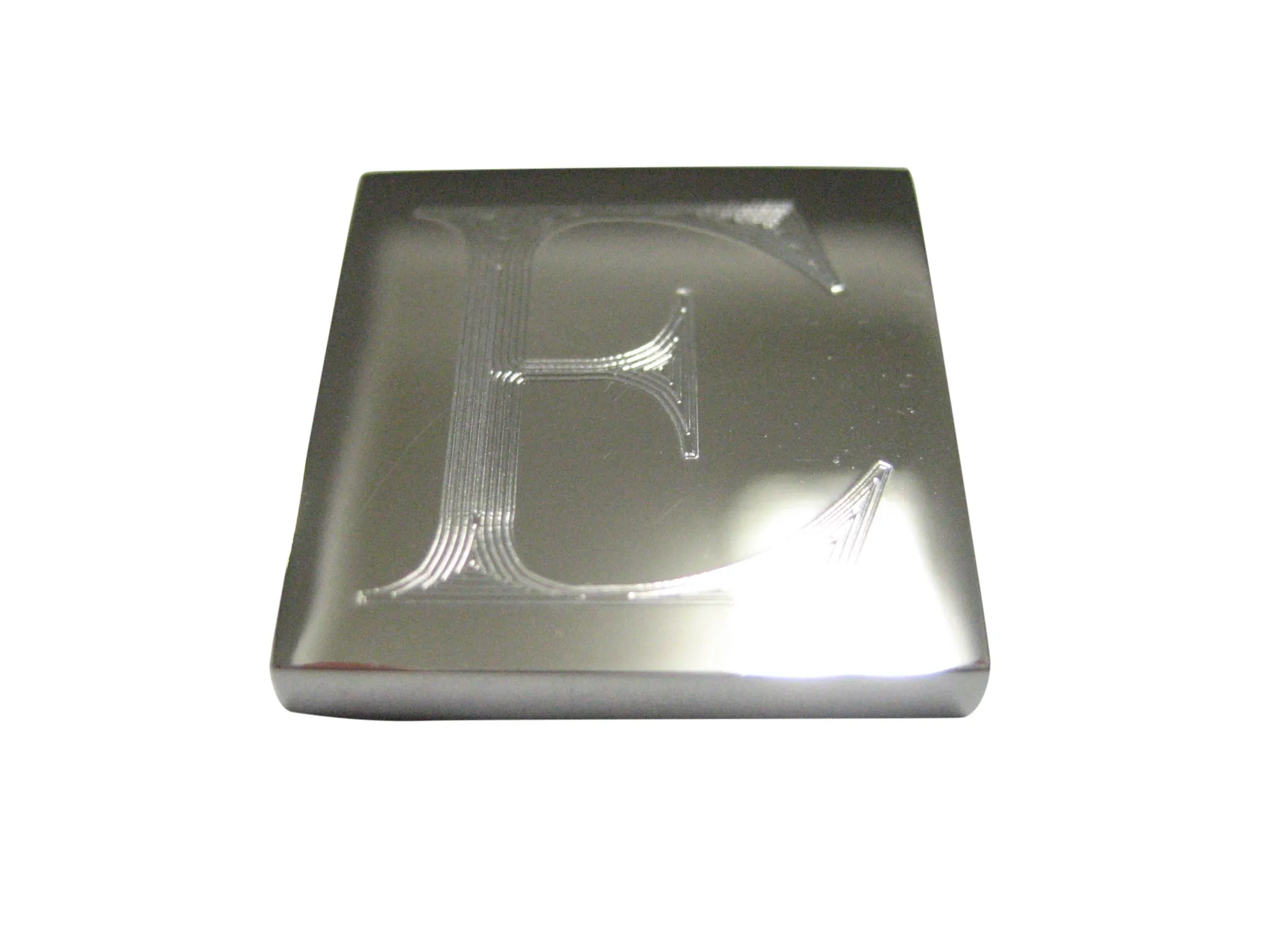 Silver Toned Etched Letter E Magnet