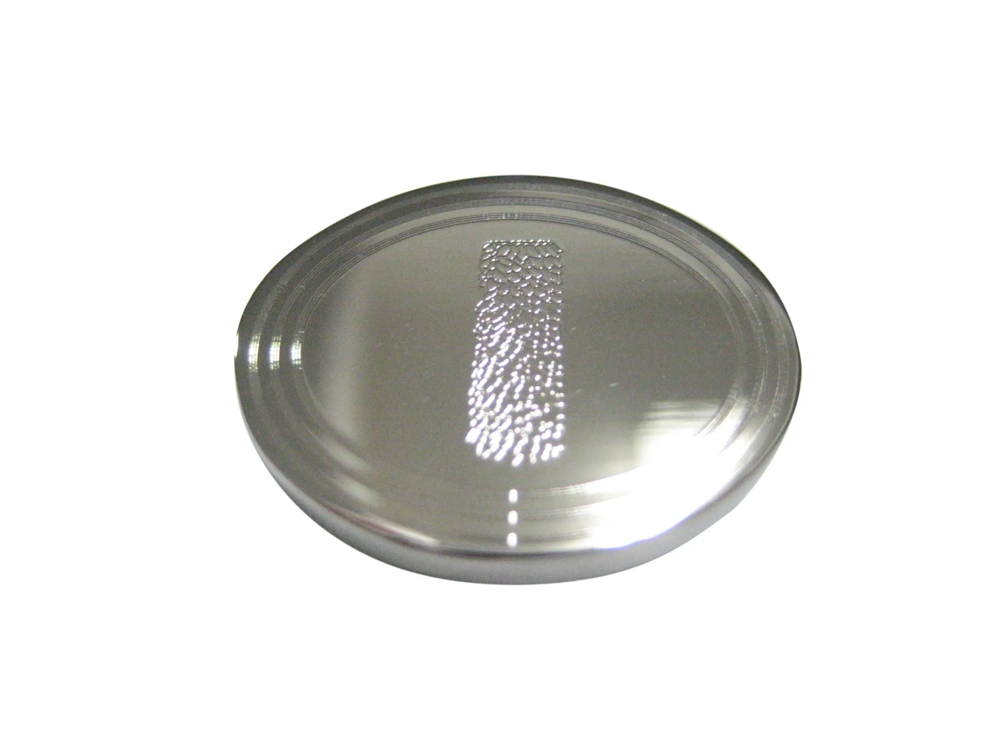 Silver Toned Etched Oval Helical Virus Magnet
