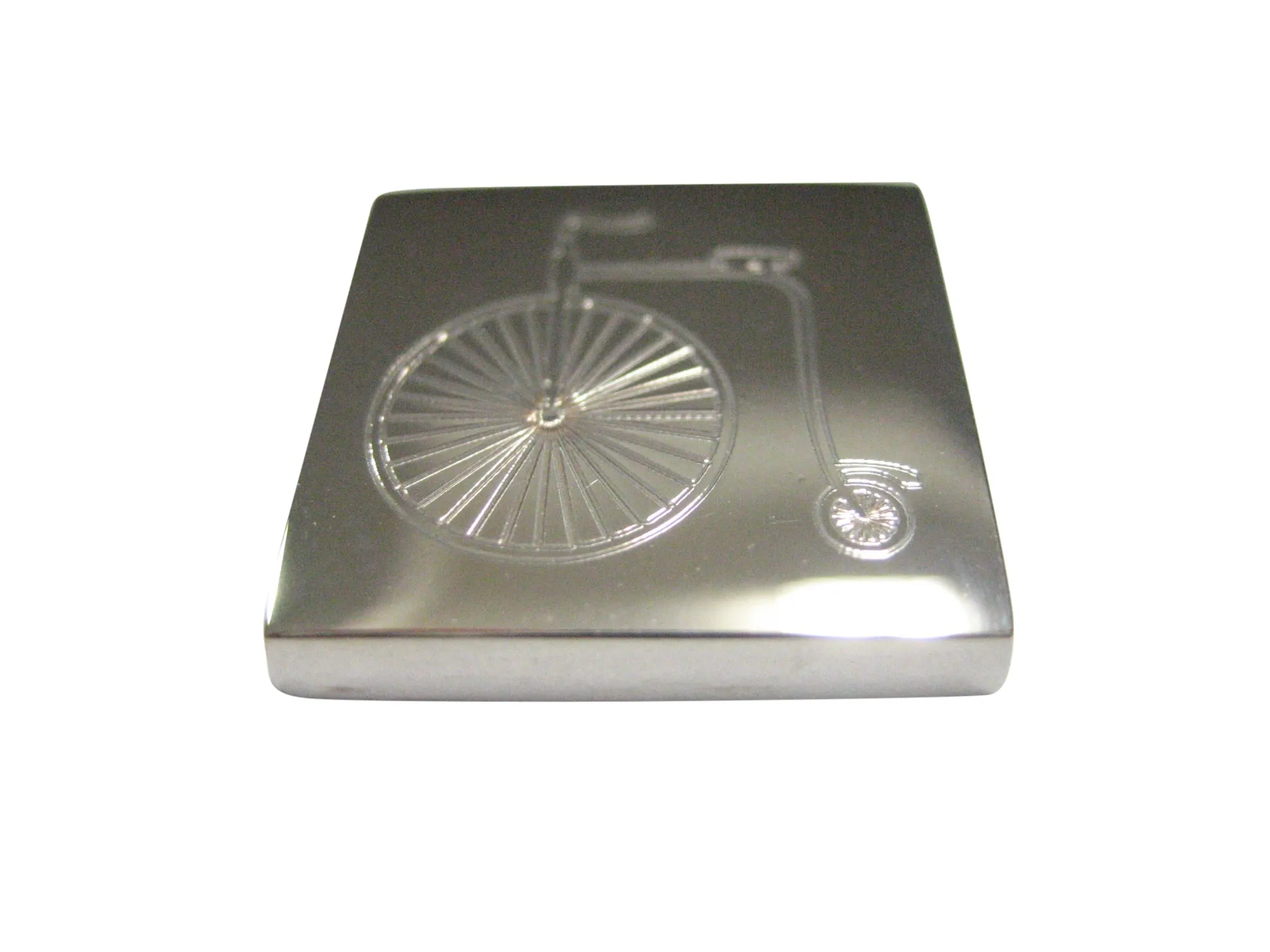 Silver Toned Etched Penny Farthing Bicycle Magnet