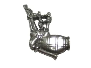 Silver Toned Textured Scottish Bag Pipes Music Instrument Magnet