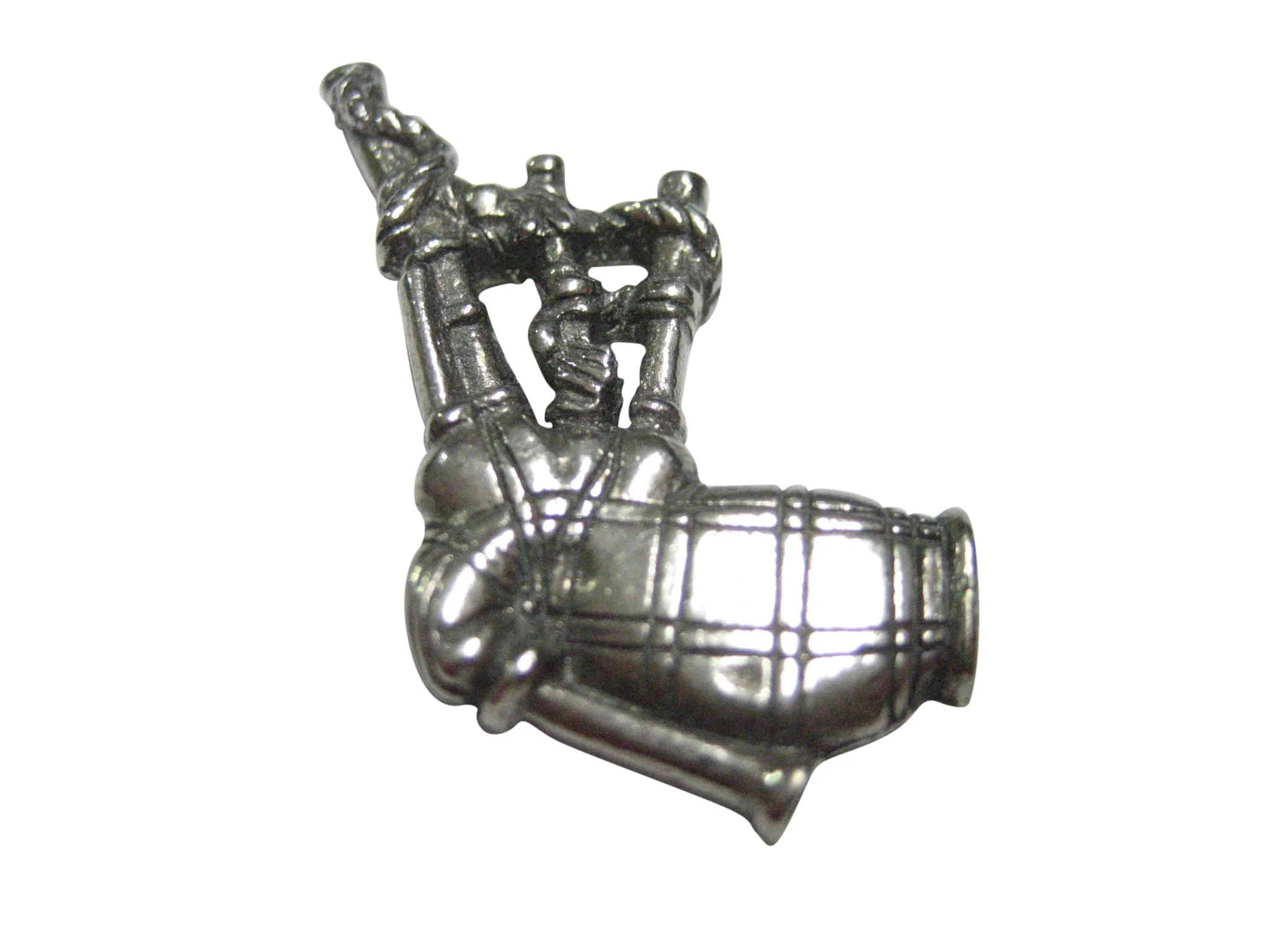 Silver Toned Textured Scottish Bag Pipes Music Instrument Magnet