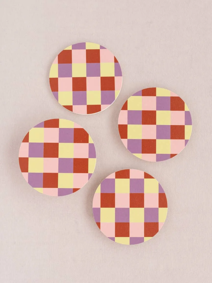 Sorbet Checkered Coasters | Set of Four