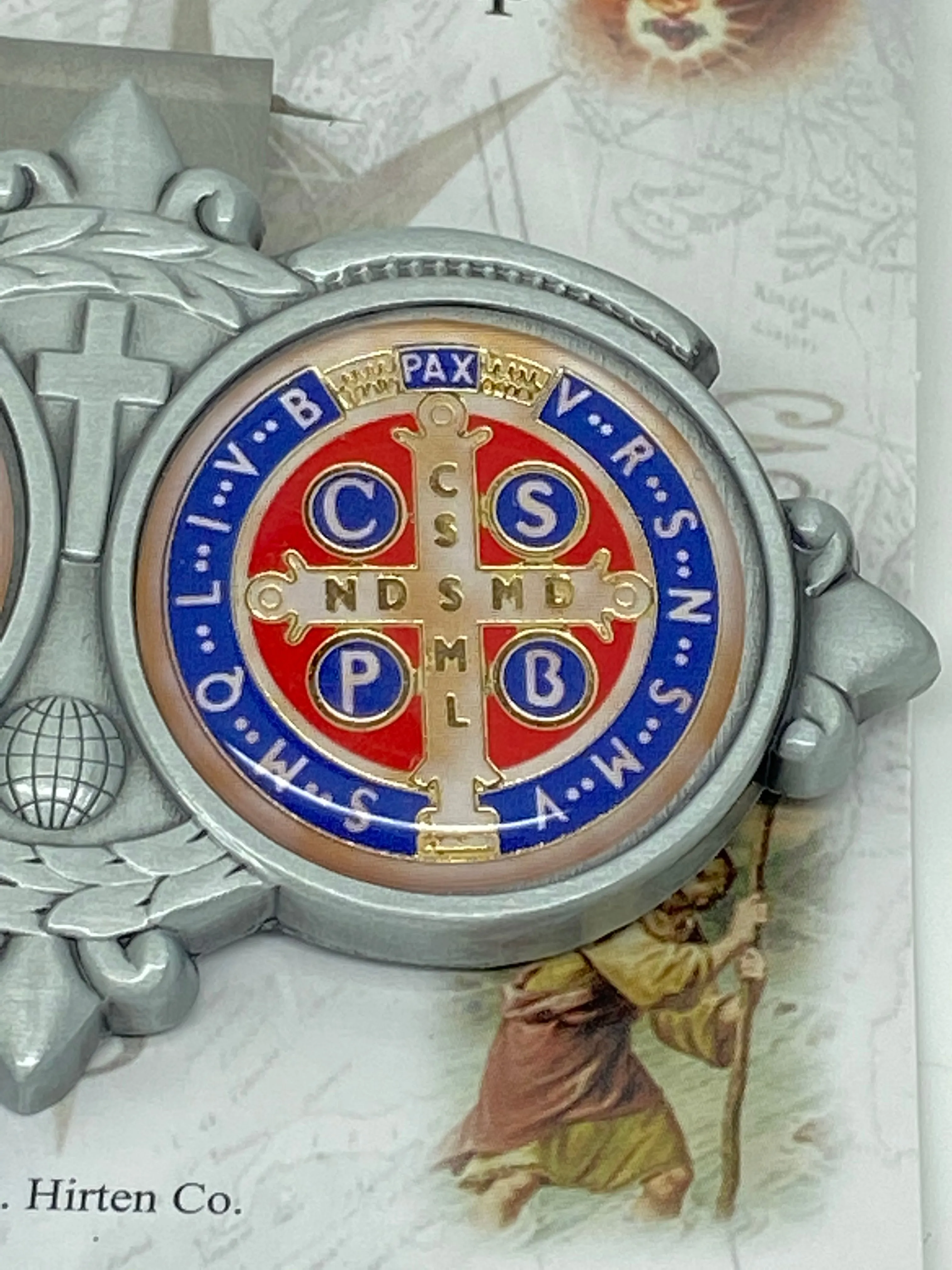 St. Benedict Medal Enamel Auto Visor Clip