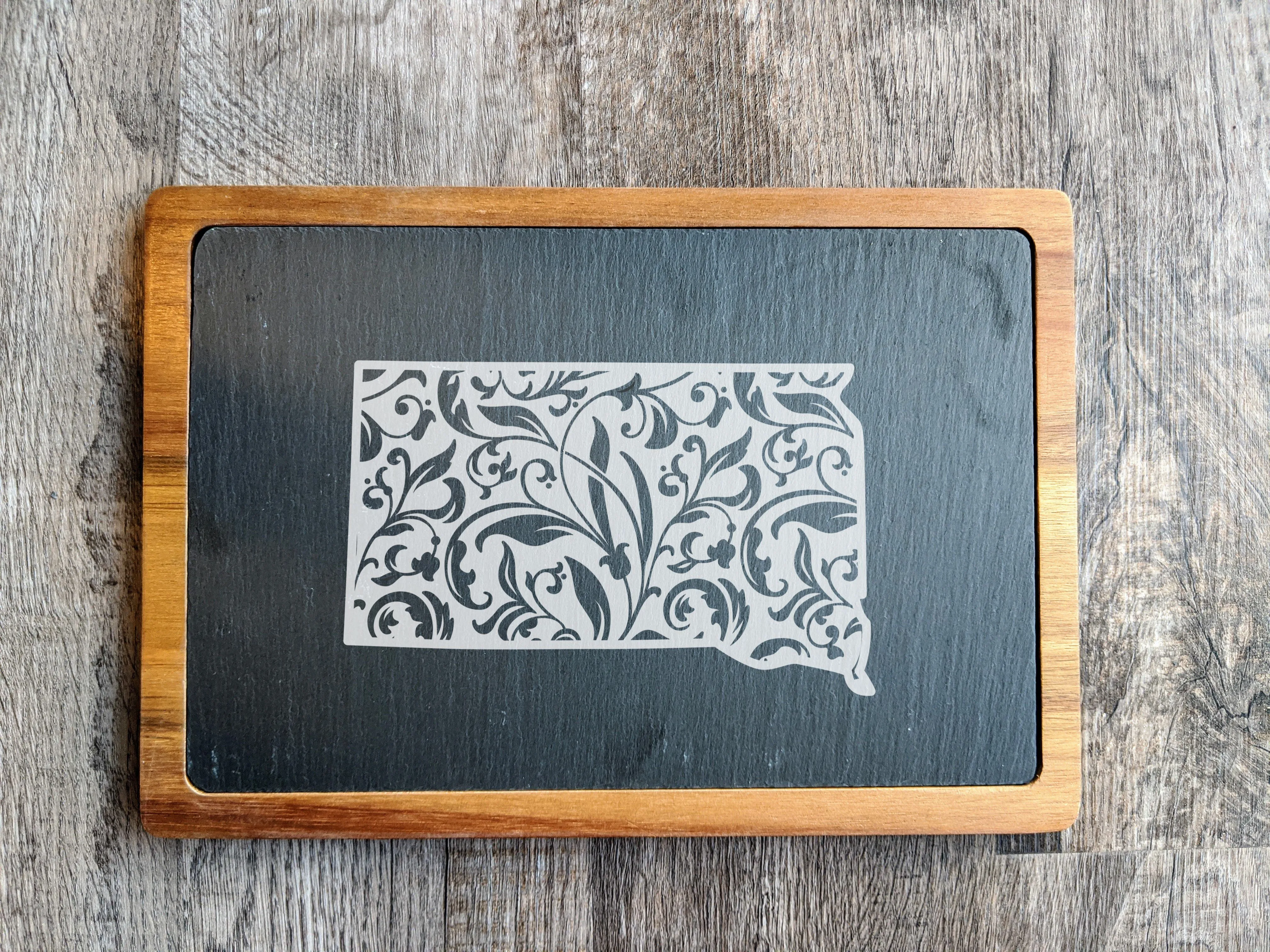 State Outline | Acacia Wood and Slate Board