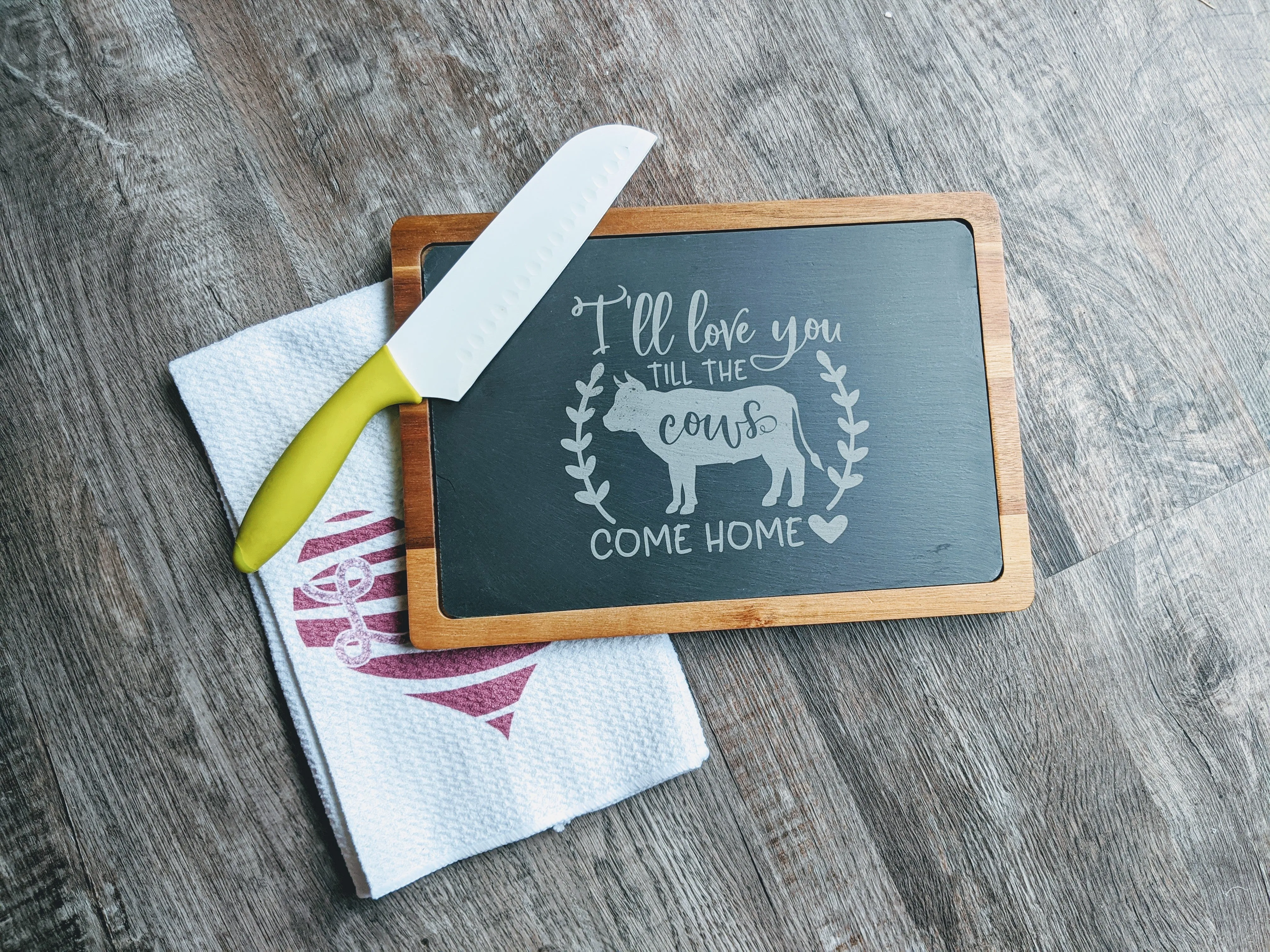 State Outline | Acacia Wood and Slate Board