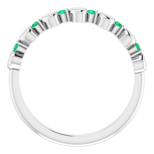 Sterling Silver Natural Emerald Heart Stackable Ring