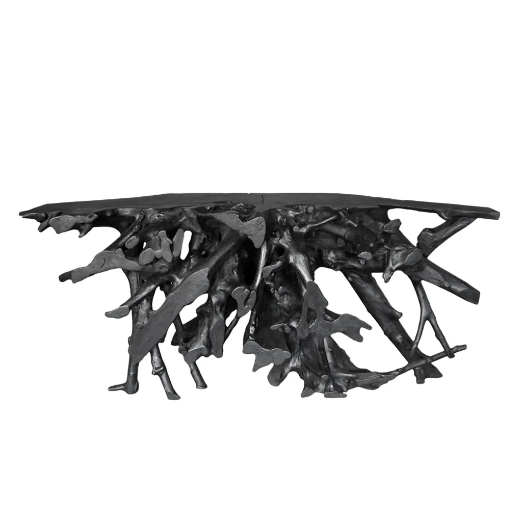 Teak Root Console – Charcoal Finish