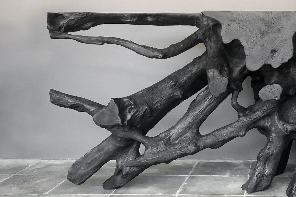 Teak Root Console – Charcoal Finish