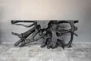 Teak Root Console – Charcoal Finish