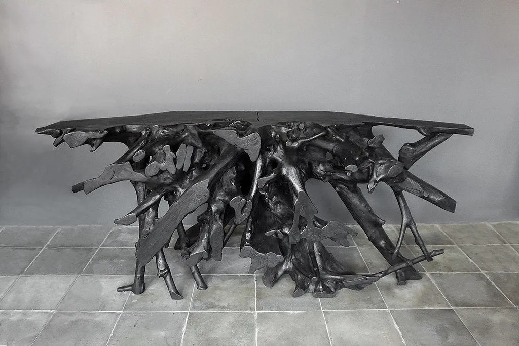 Teak Root Console – Charcoal Finish