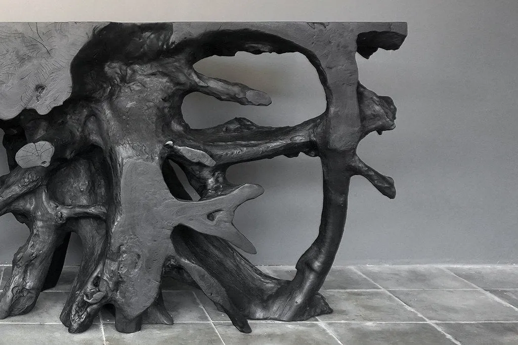 Teak Root Console – Charcoal Finish