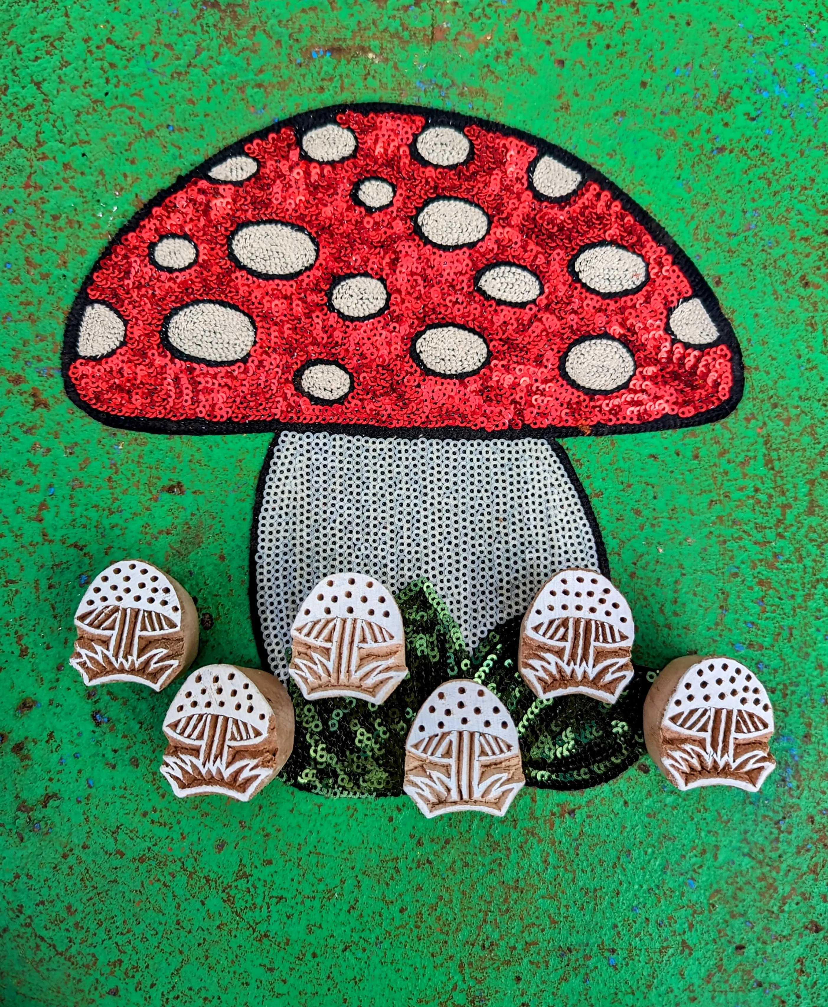 Toadstools wood blocks