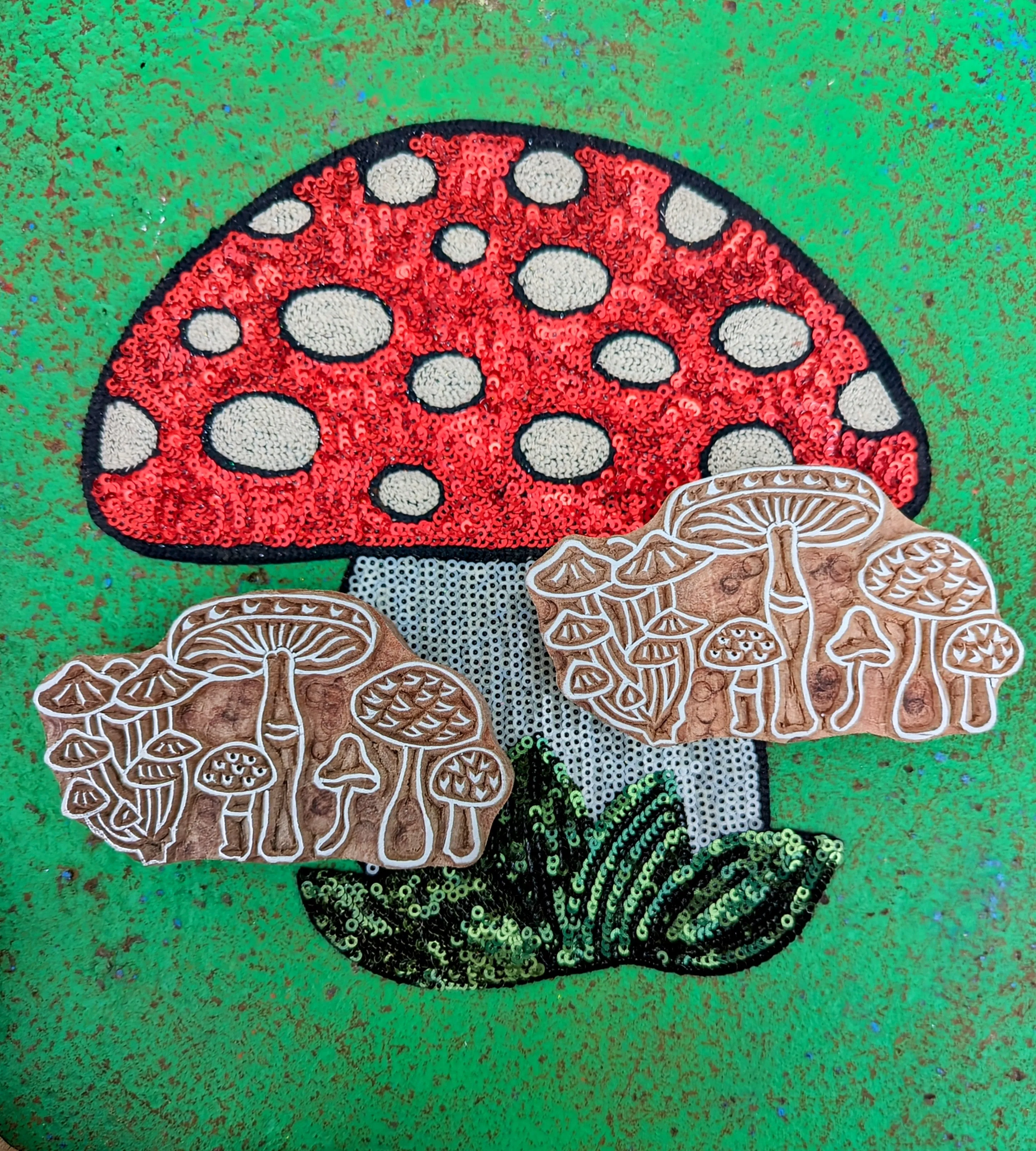 Toadstools wood blocks