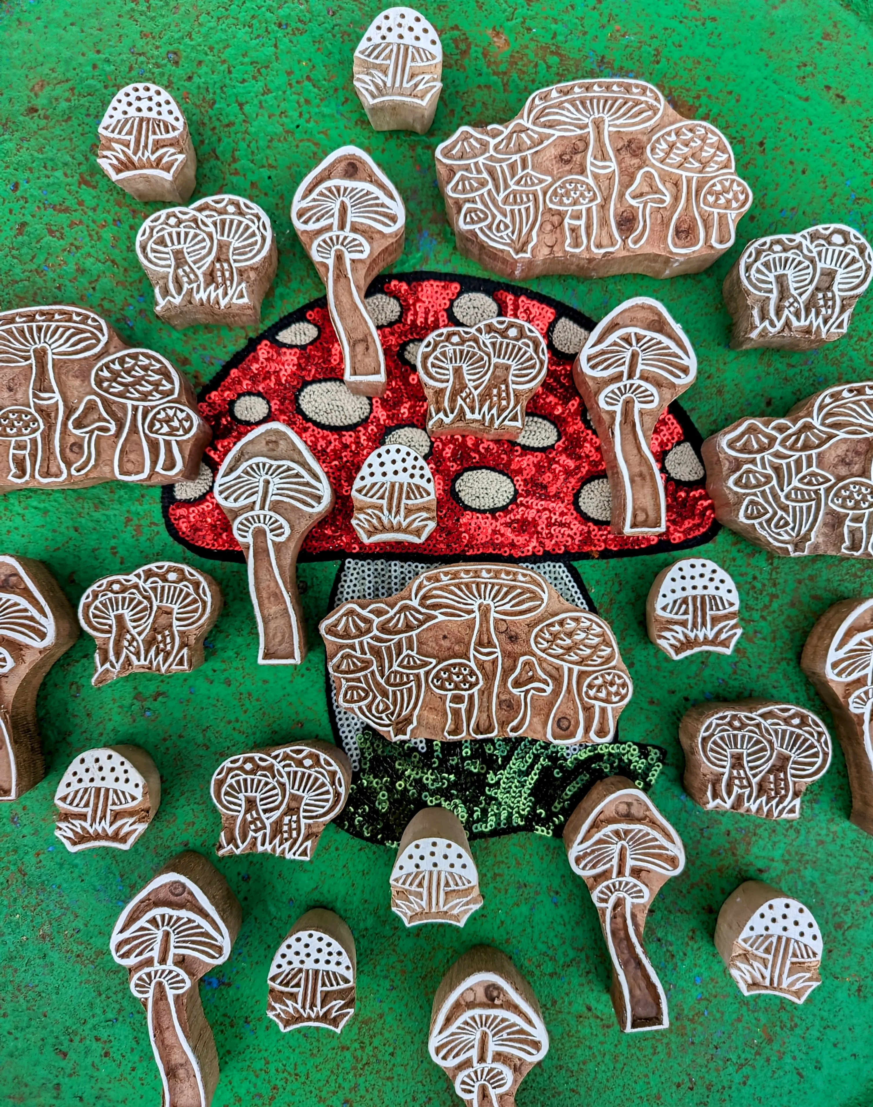 Toadstools wood blocks