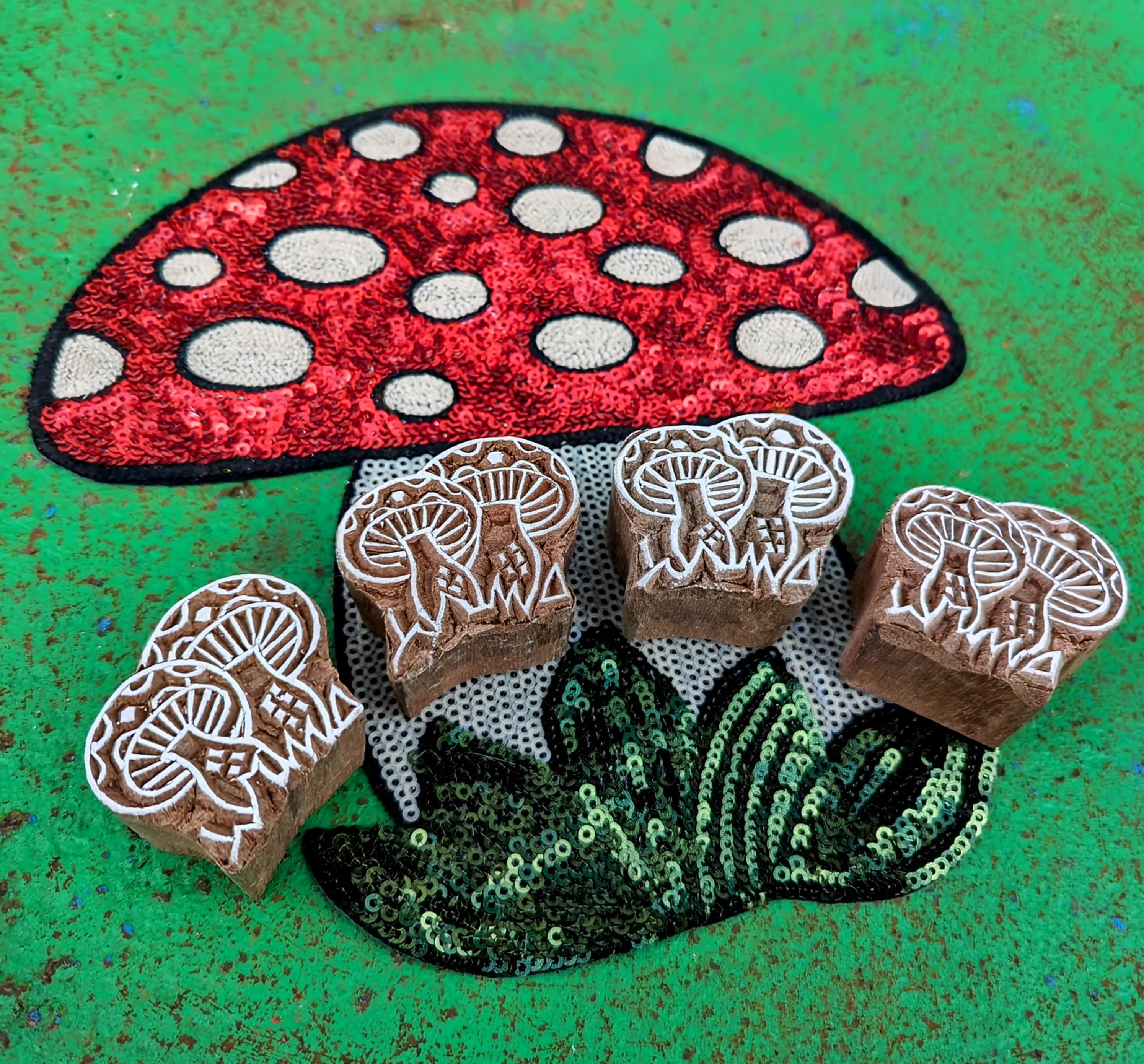 Toadstools wood blocks