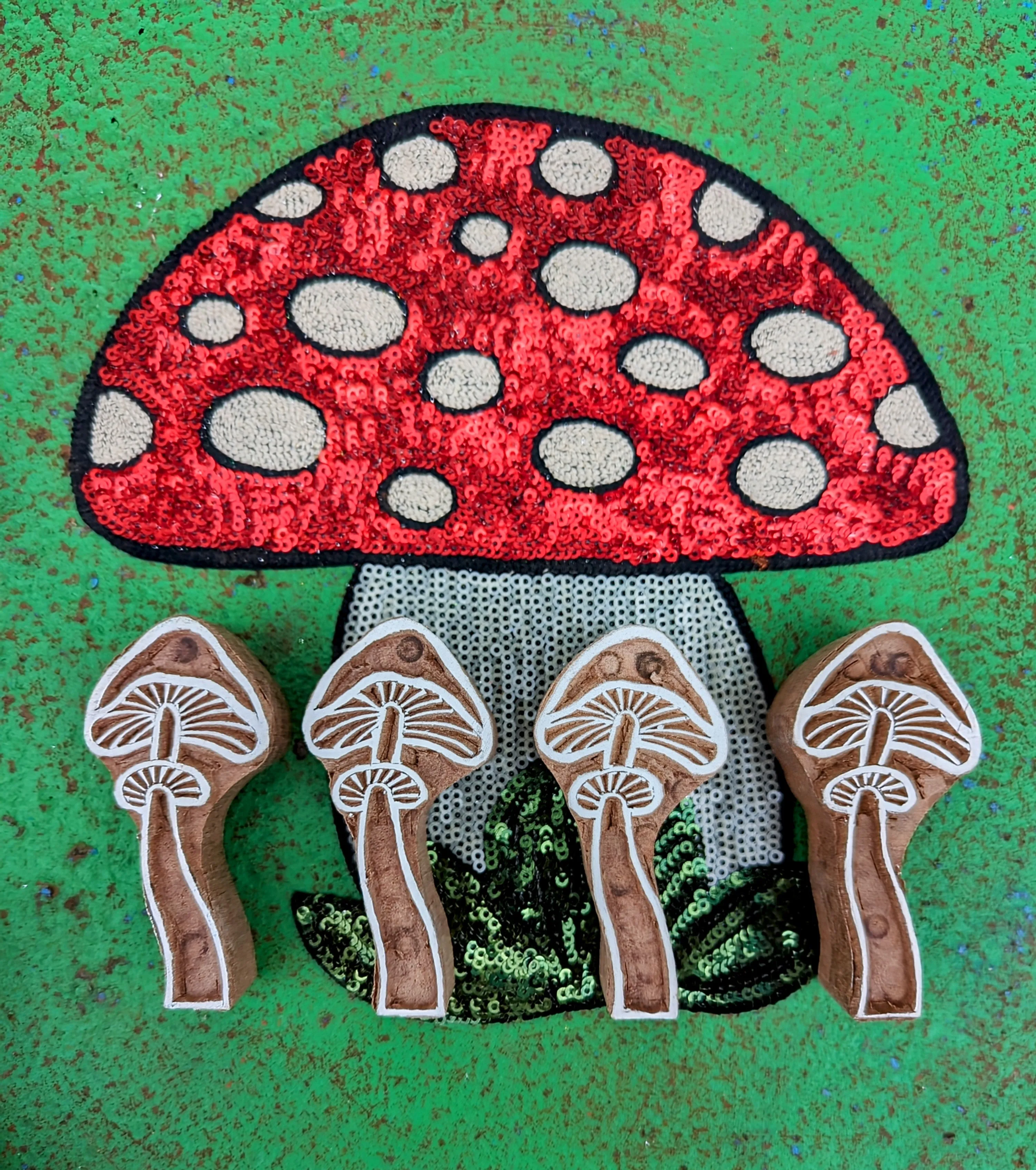 Toadstools wood blocks