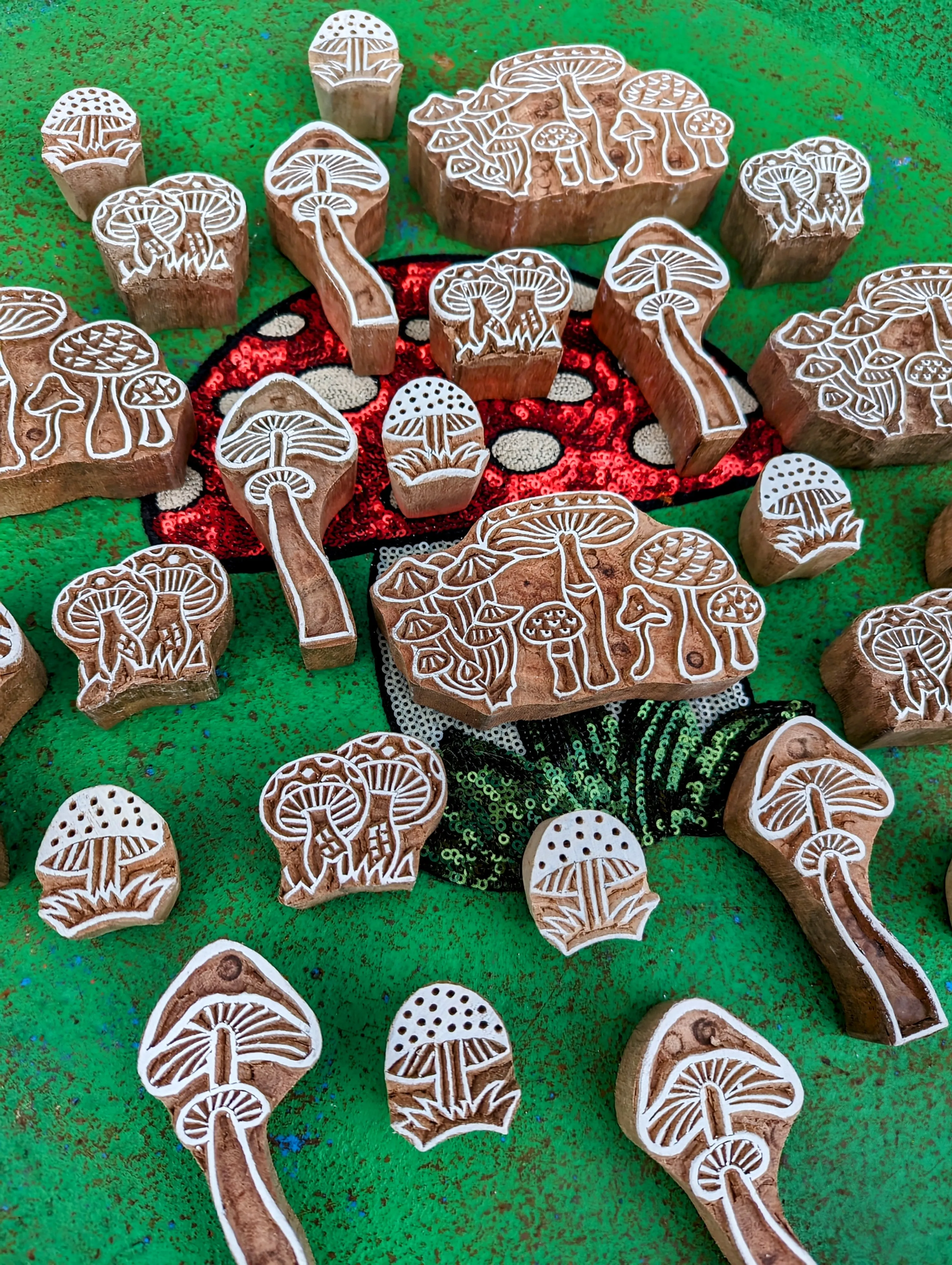 Toadstools wood blocks