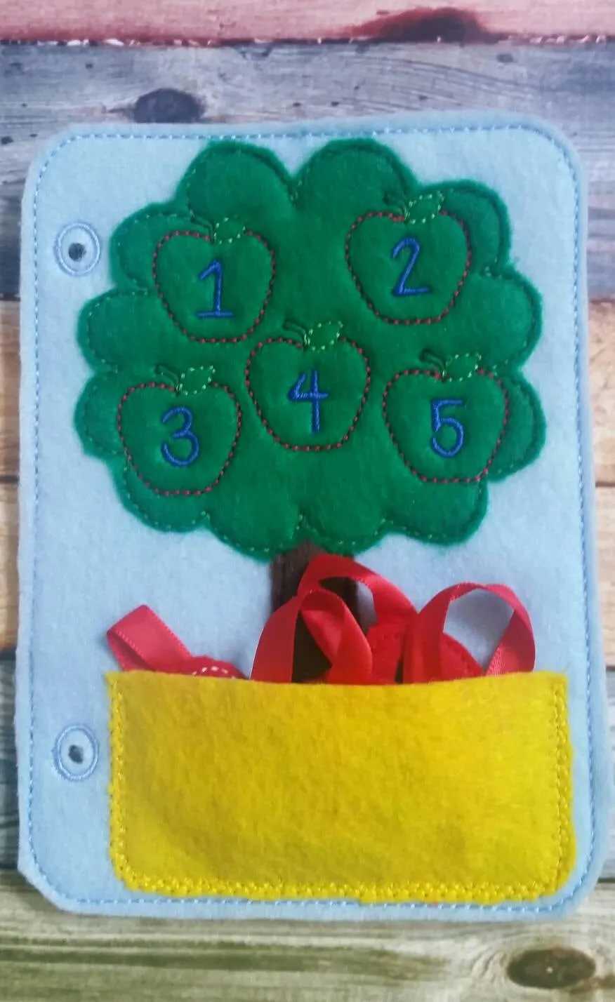 Toddler quiet book- quiet book pages - Learn numbers page -  felt apple tree - pocket - Build your own quiet book - busy book - counting