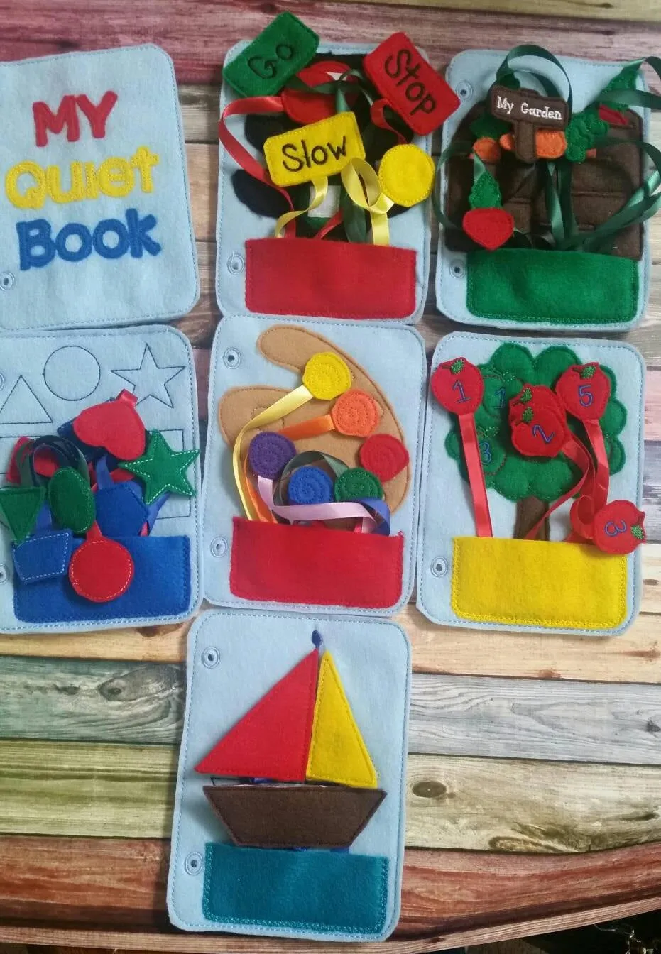 Toddler quiet book- quiet book pages - Learn numbers page -  felt apple tree - pocket - Build your own quiet book - busy book - counting