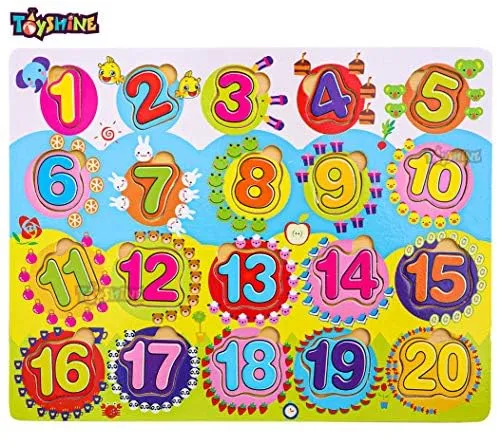 Toyshine 3 in 1 Wooden Picto-Puzzle ABC, 123 (1-20) and Shapes Puzzle Toy, Educational and Learning Toy