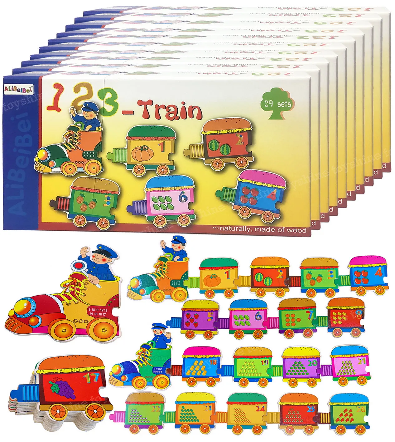 Toyshine Pack of 10 Number Train 123 Puzzle Toy, Educational and Learning Toy | Birthday Return Gift Party Favor for Kids Girls Boys