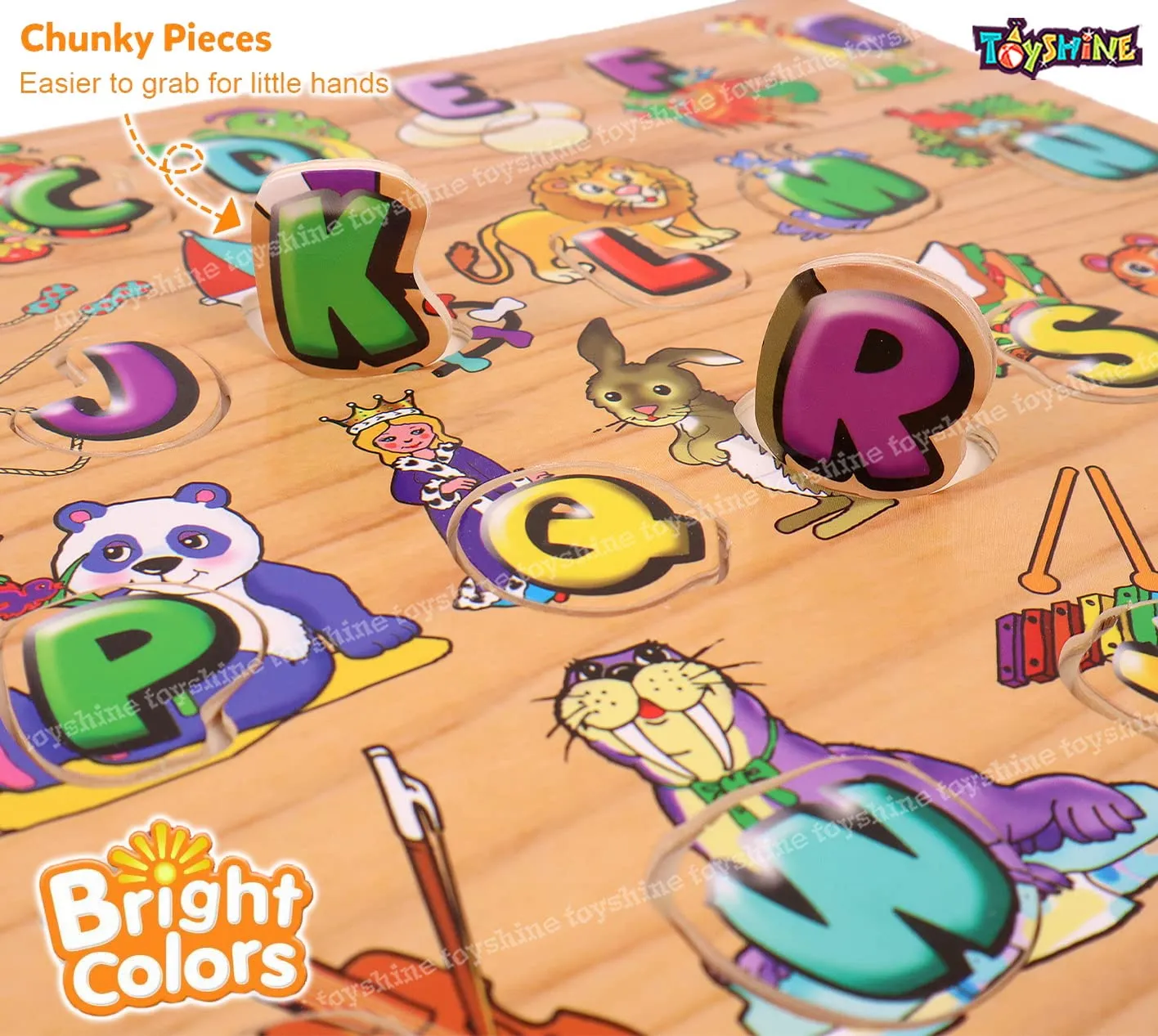Toyshine Pack of 12 Premium Wooden ABC Capital Letters Puzzle Toy