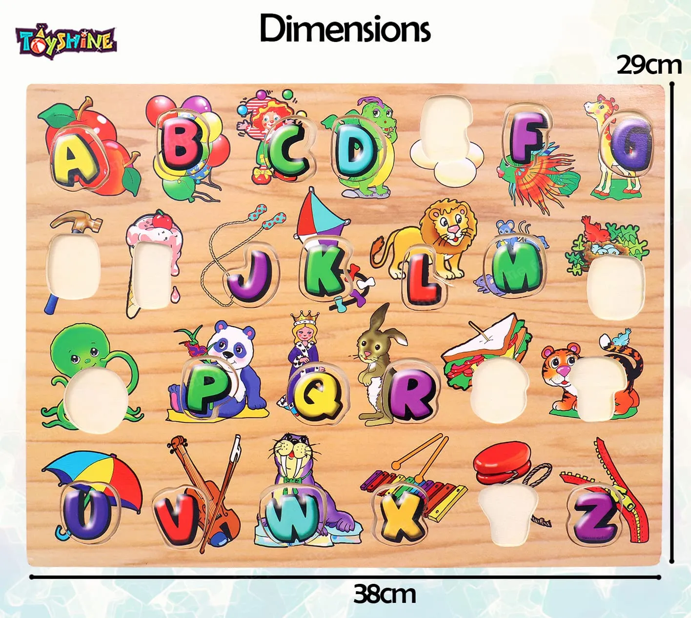 Toyshine Pack of 12 Premium Wooden ABC Capital Letters Puzzle Toy