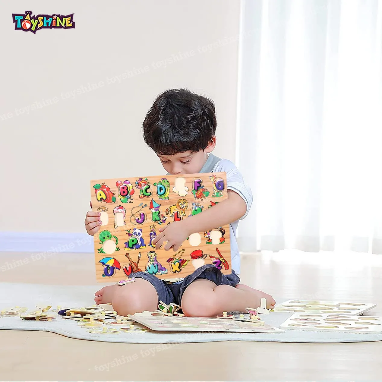 Toyshine Pack of 12 Premium Wooden ABC Capital Letters Puzzle Toy