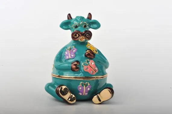 Turquoise Bull with Colorful Butterflies