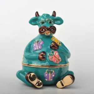 Turquoise Bull with Colorful Butterflies