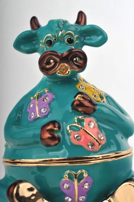 Turquoise Bull with Colorful Butterflies