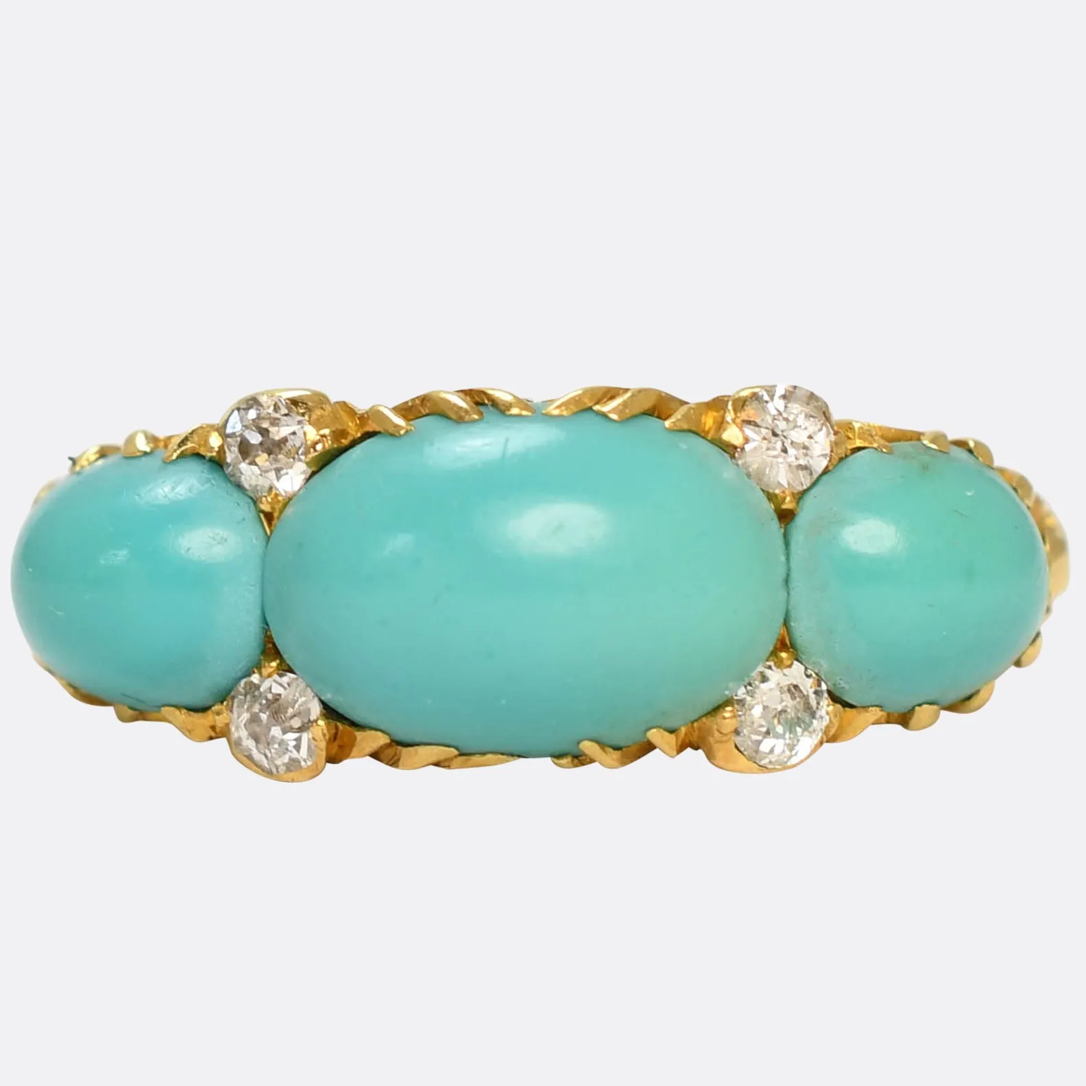 Victorian Turquoise & Diamond Half Hoop Ring