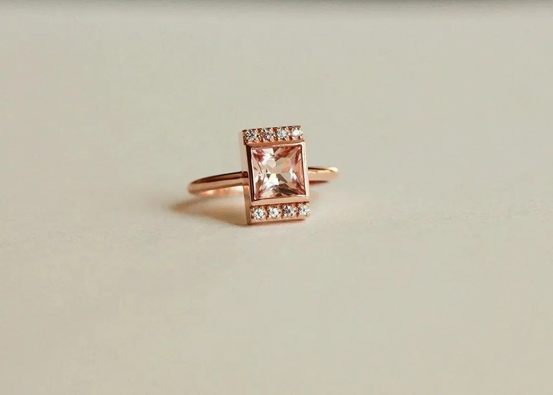 Vienna Princess Cut Morganite Ring