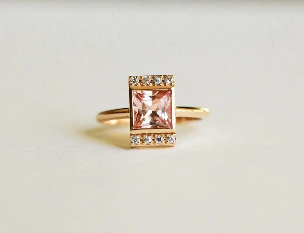 Vienna Princess Cut Morganite Ring