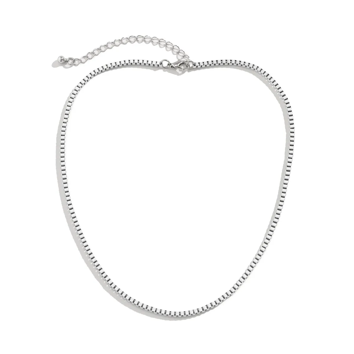 White Enamel & Silver-Plated Box Chain Necklace